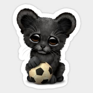 Black Panther Cub With Football Soccer Ball Sticker